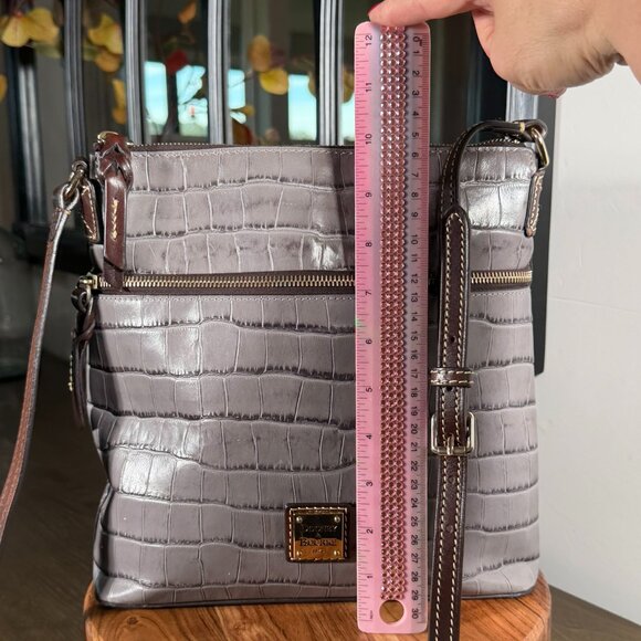 Dooney & Bourke Gray Croc-Embossed Leather Oakdale Crossbody Bag - Picture 5 of 15